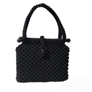 Vintage Macrame Black Shoulder Bag